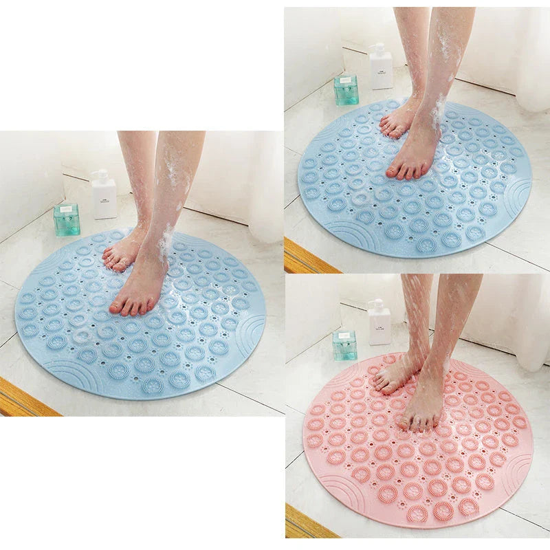 Textured Surface Round Shower Mat with Massage Texture, Non-Slip Suction Cups, and Drainage Holes for Kiwi Bathrooms