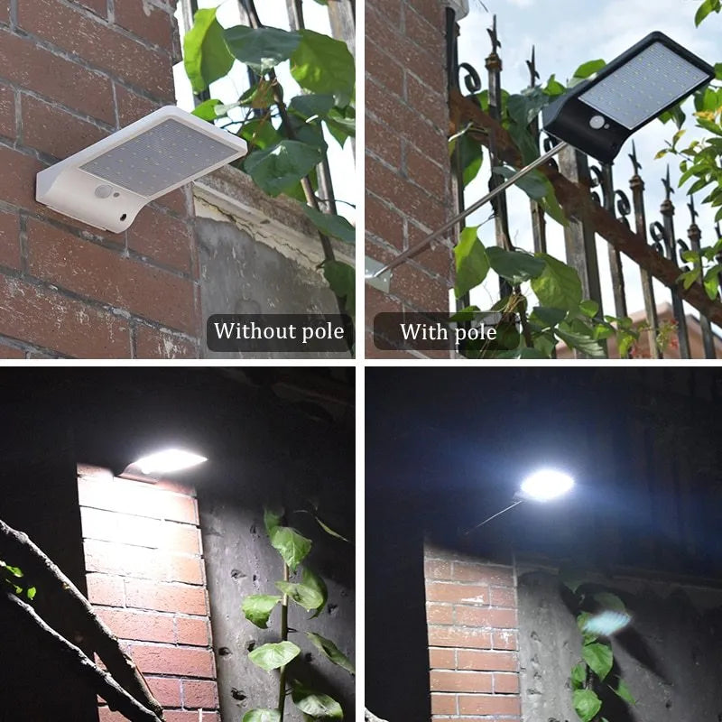 36LED solar outdoor garden light in black with ABS and PP construction, rechargeable battery