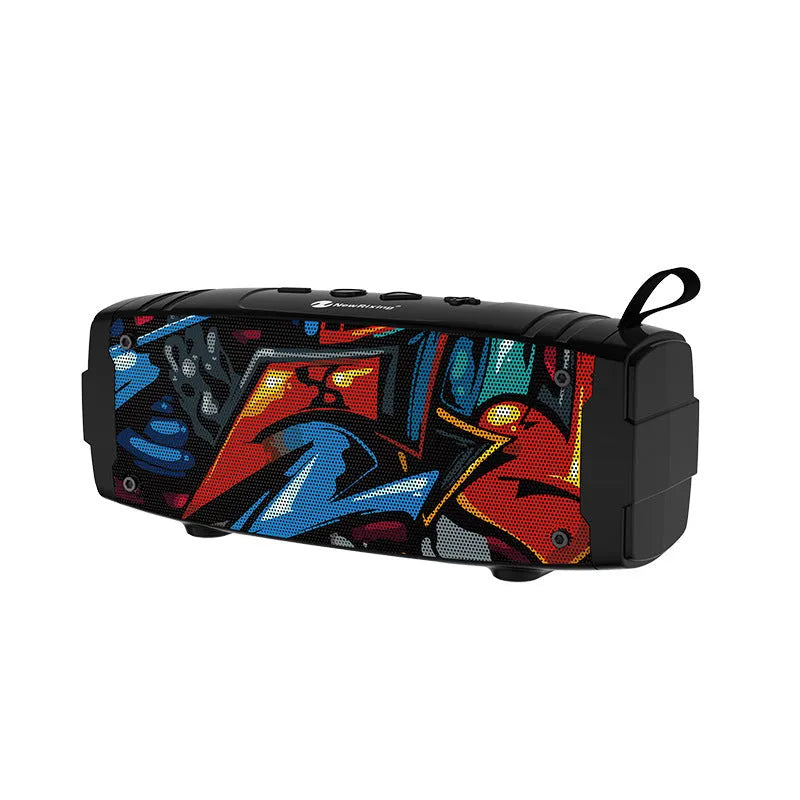 Portable Bluetooth speaker in multiple colours with dual speakers and a microSD card slot.