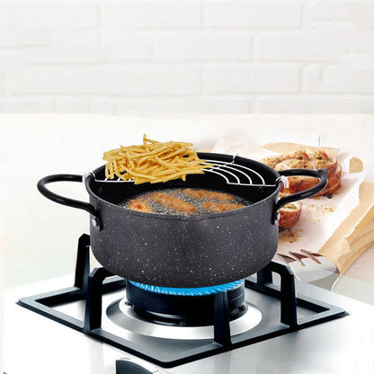 Household oil-saving fryer with non-stick coating and removable grease filter