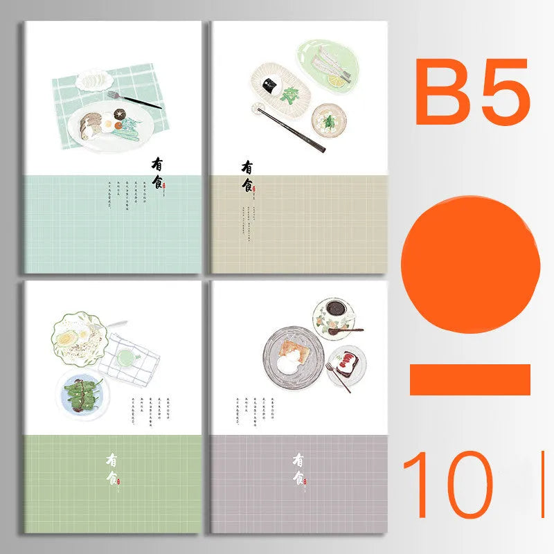 Set of 10 thread-bound A5 notebooks with kraft paper covers showing bear and sakura designs