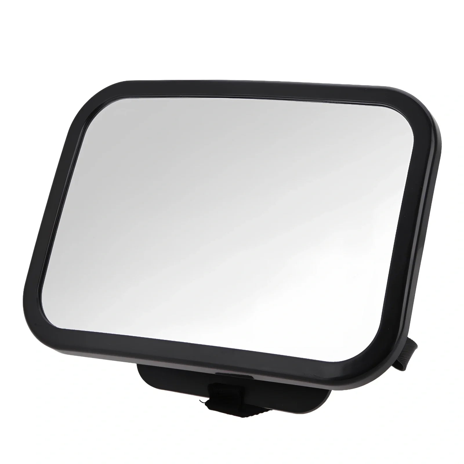 Black adjustable baby car rear view mirror, 26.5 cm long, mounted on headrest for clear rear seat visibility