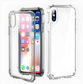 Clear transparent TPU protective case for an Apple iPhone.