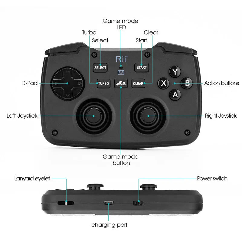 Black wireless mini keyboard with USB receiver on desk