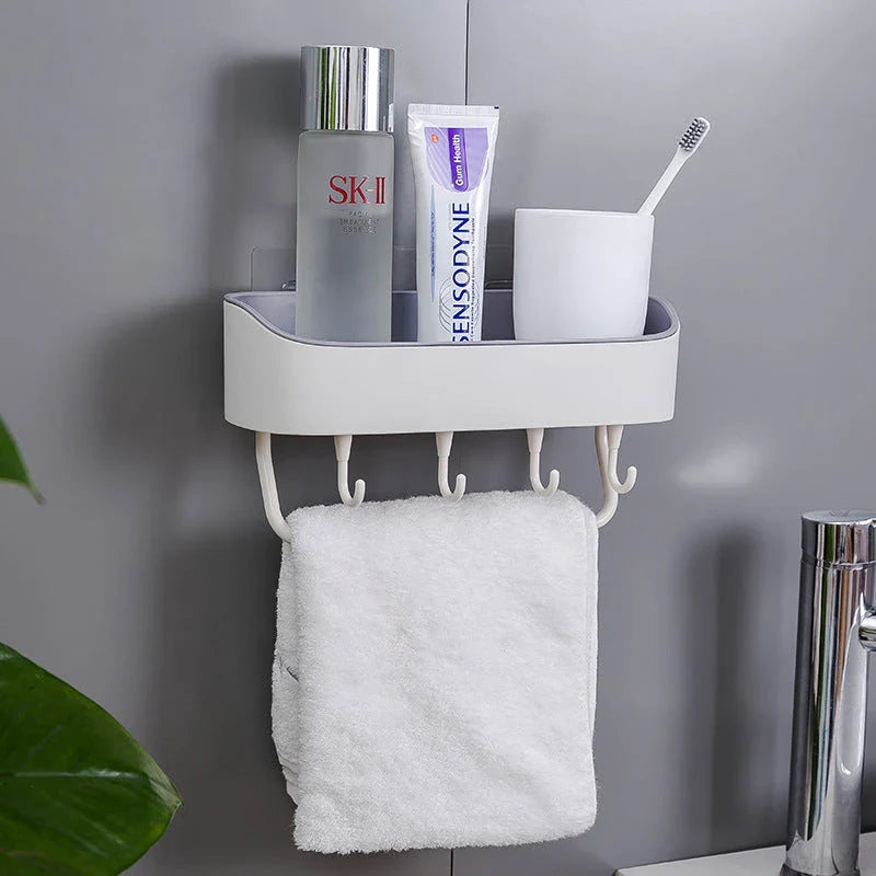 Simple punch-free bathroom wall mount rack in multiple colours