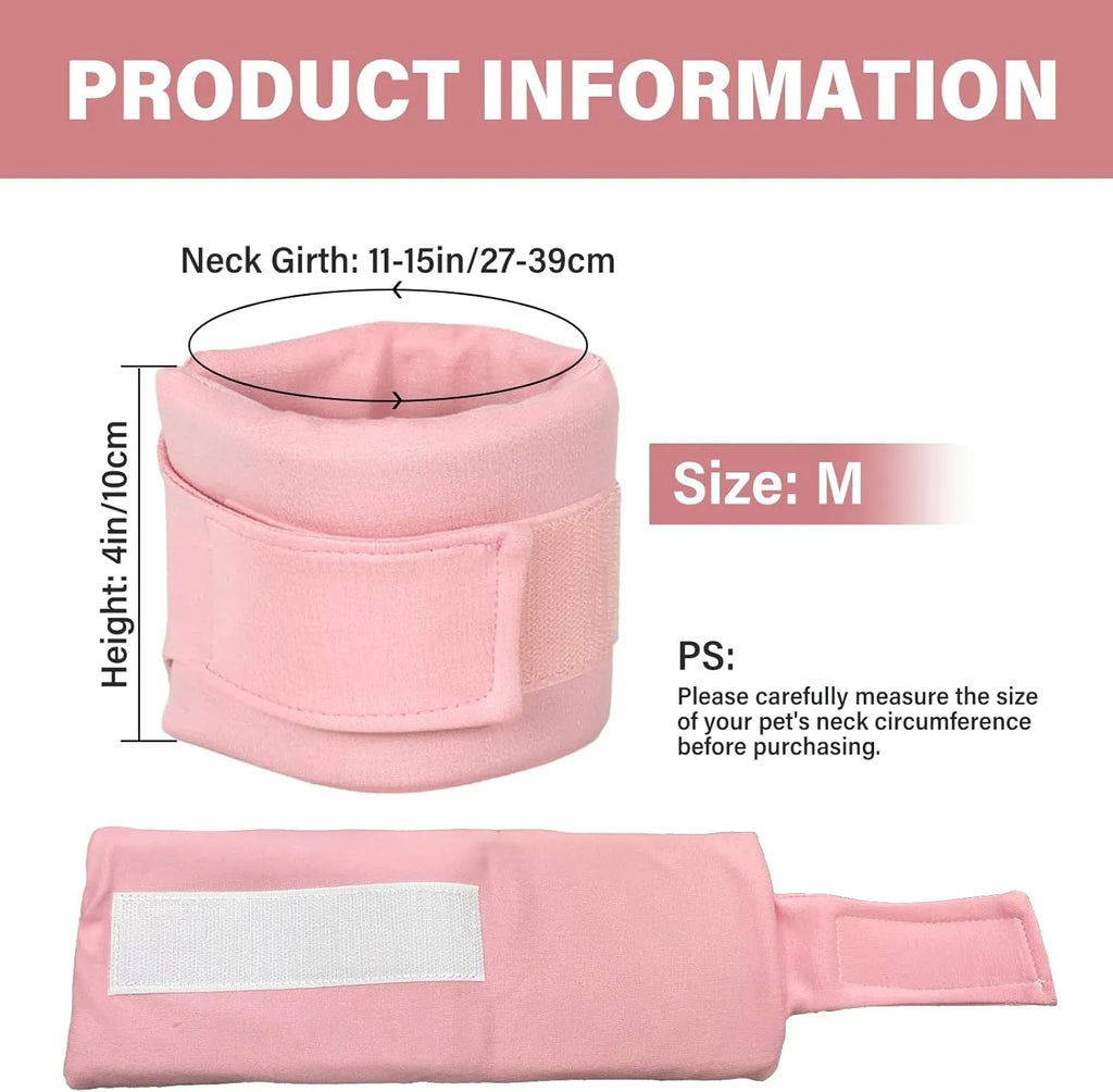 Soft cat cone recovery collar in grey or pink with four size options for post-surgery protection