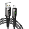 Black braided lightning cable with zinc alloy connector for iPhone with smart power off