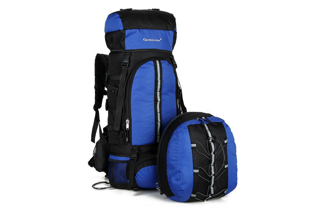 Professional 80L mountaineering hiking backpack with double shoulder straps in six colour options for outdoor travel