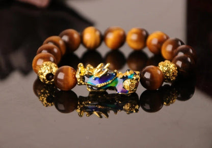 3D Gold Plated Pixiu Bracelet with temperature sensitive colour changing crystal
