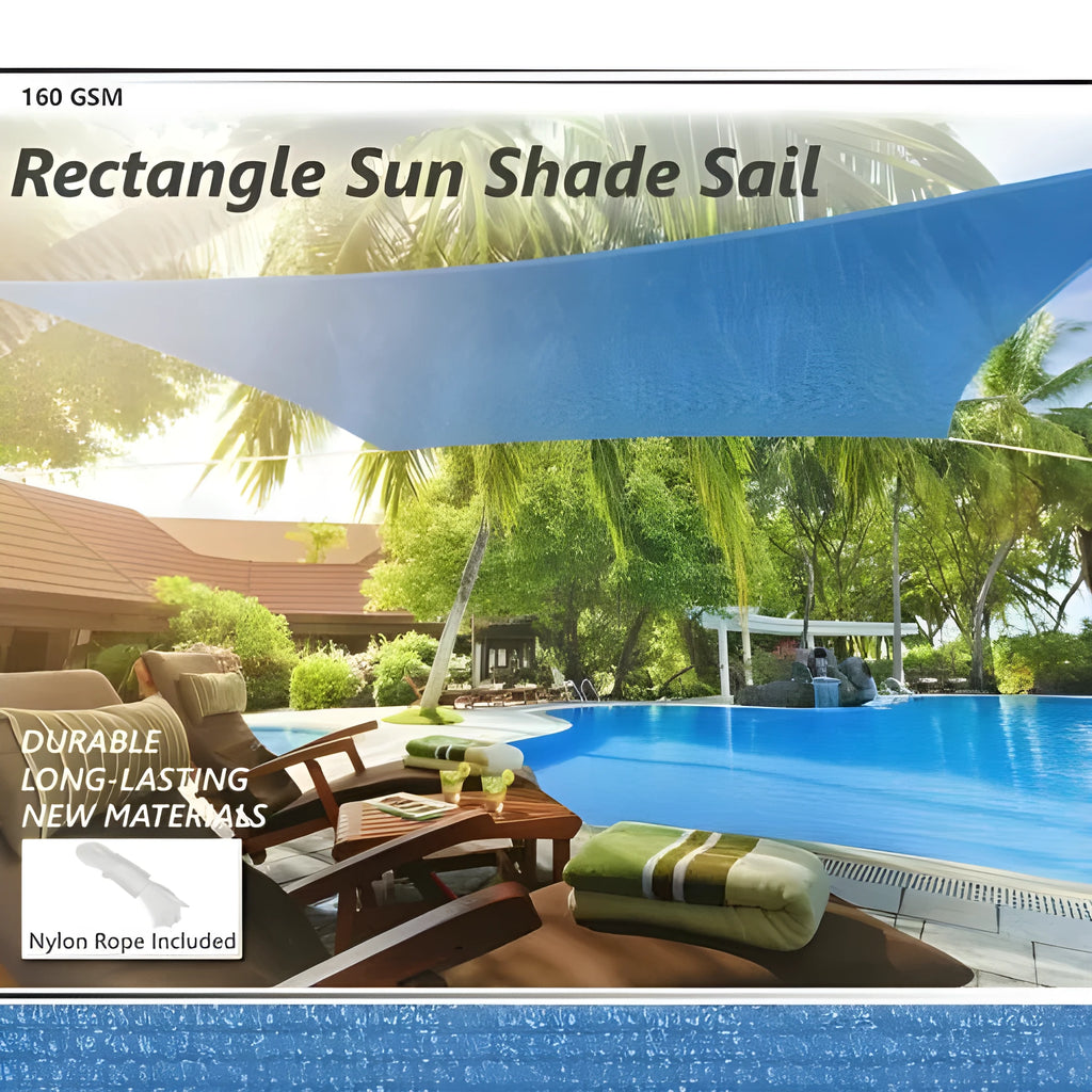 Blue 3x4 metre curved square shade sail providing outdoor UV protection