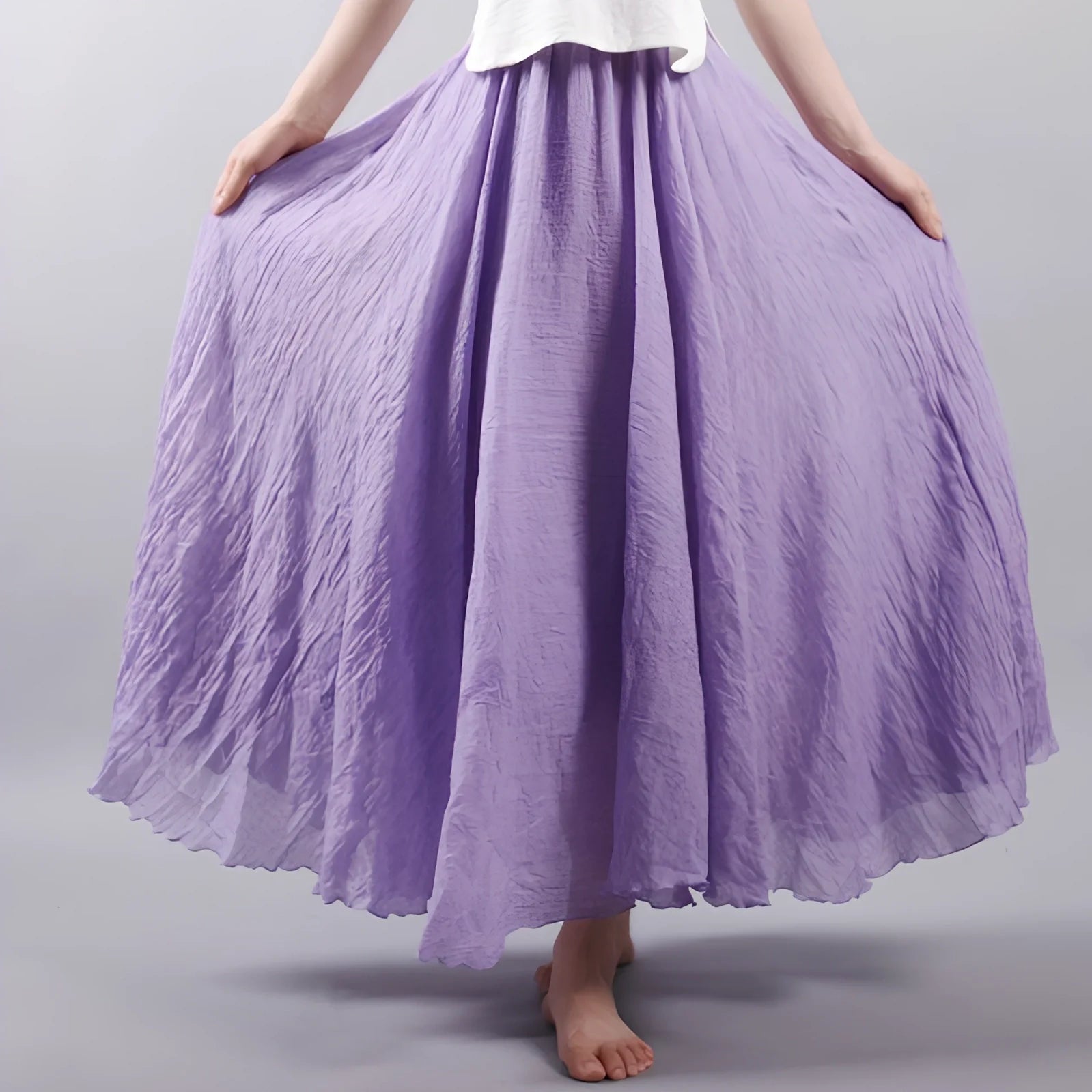 Women's cotton-linen blend A-line summer skirt with big pendulum design in various colours