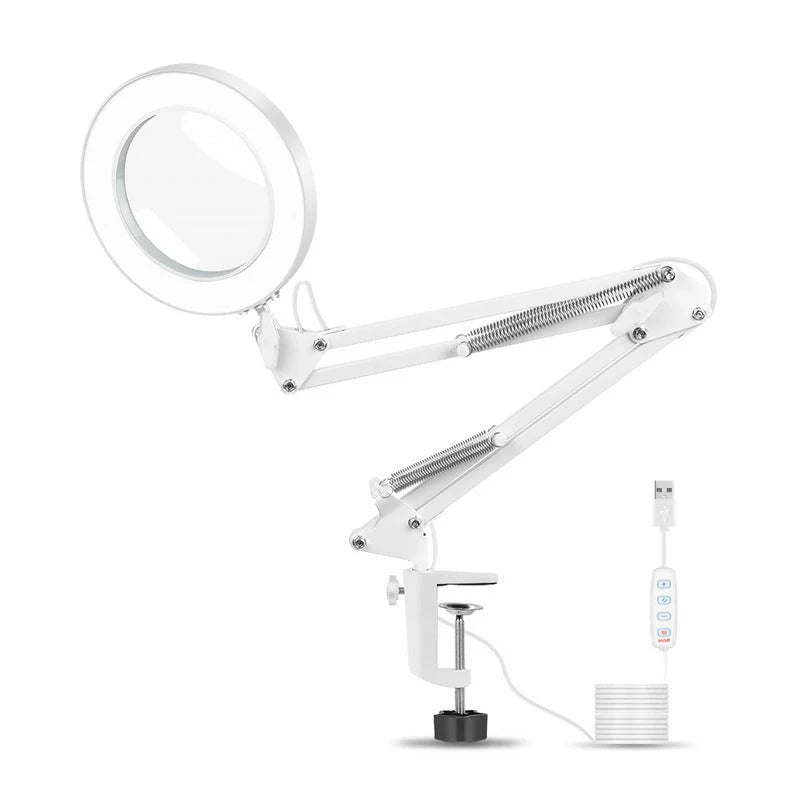 USB Magnifier LED Soldering Magnifying Glass with adjustable brightness and heavy round base