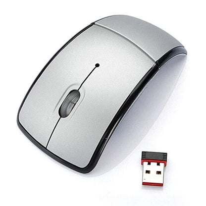 Wireless foldable mouse in various colours, showcasing compact and portable design