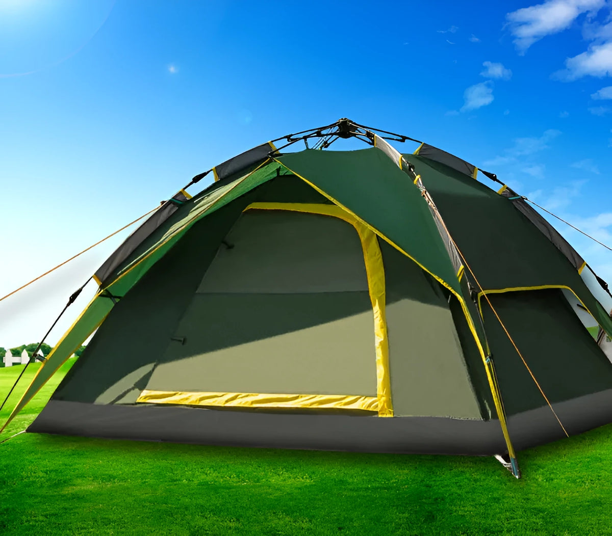 Waterproof automatic pop up tent for 3-4 people outer 210x220 cm inner 182x200 cm height 140 cm in Army Green