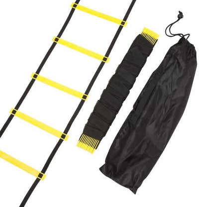 Football soccer agility training ladder with adjustable rungs and carrying bag