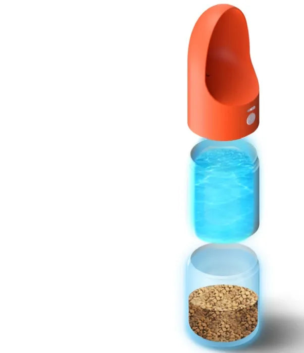 White Moestar rocket-shaped pet drinking cup with grey accents and 270ml capacity