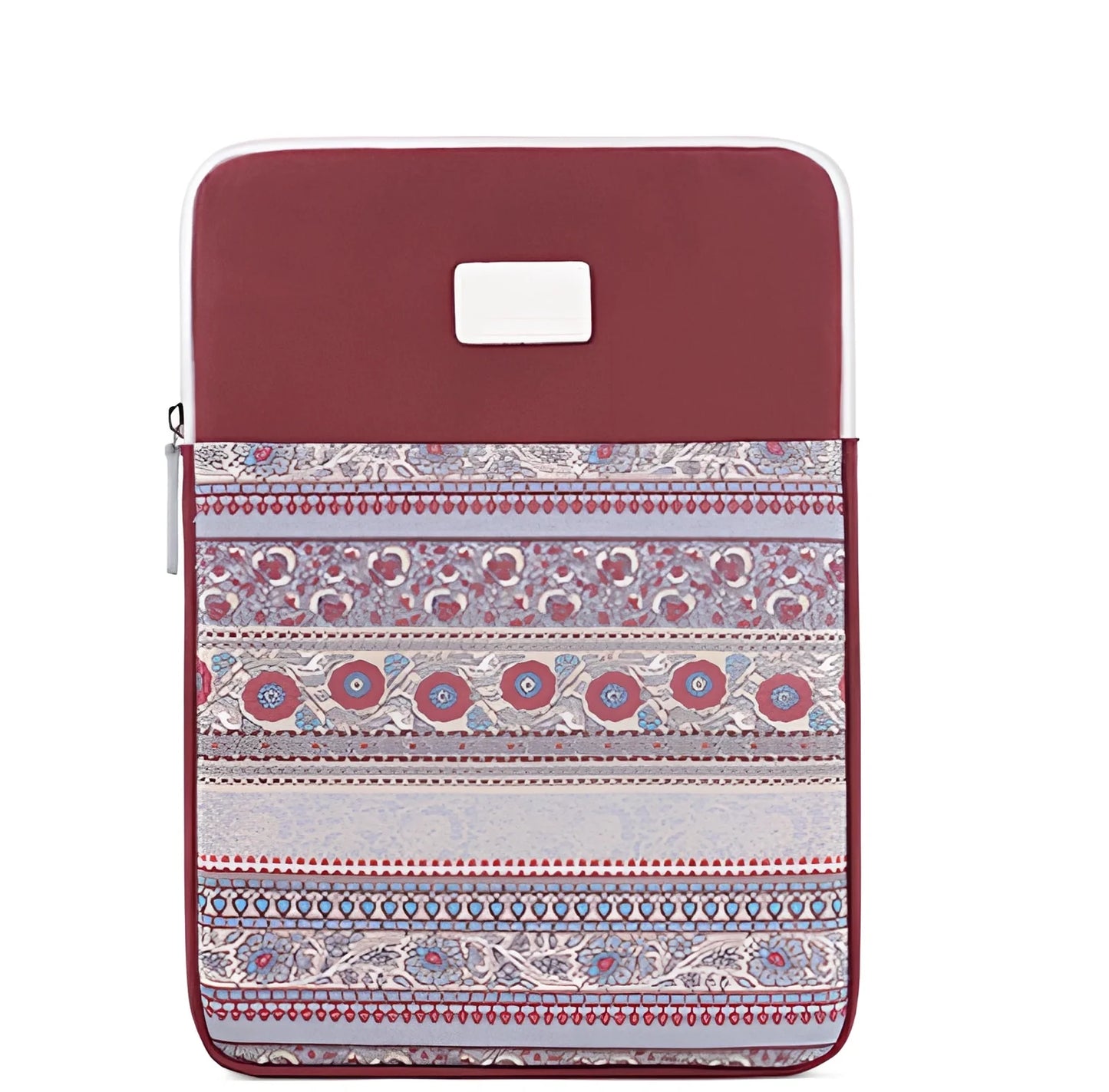 Canvas laptop sleeve showing size options for 11-15 inch devices with protective padding