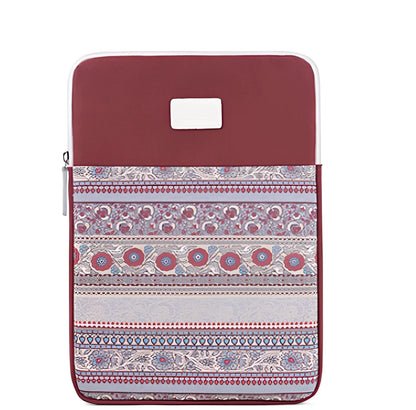 Canvas laptop sleeve showing size options for 11-15 inch devices with protective padding