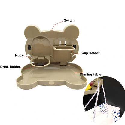 Child car seat table with 20x23.5cm surface mounted on vehicle seat back