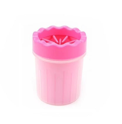 Premium Silicone Dog Paw Washer Cup in pink, blue, and green colors for easy and gentle cleaning of your dog's paws