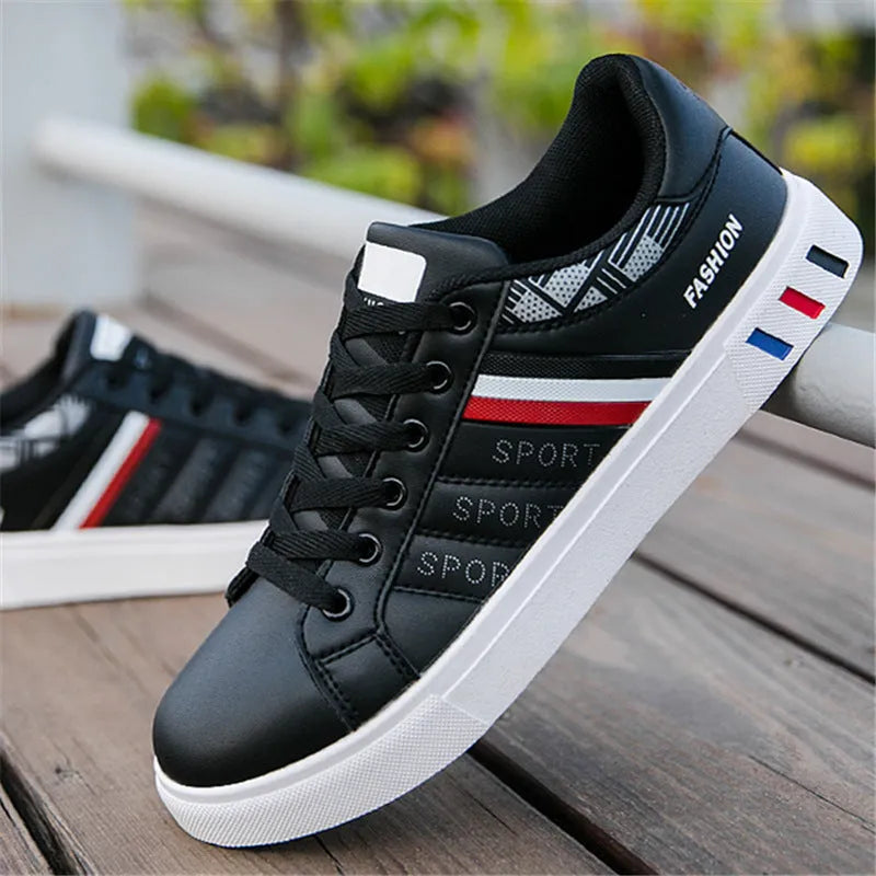 Sports shoes in black, grey, or white colours showing EU size tags from 39 to 44.