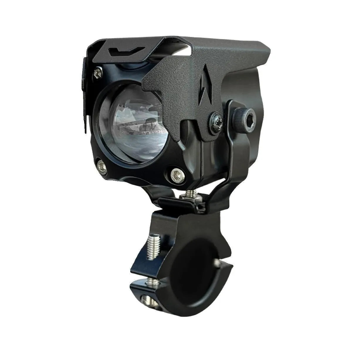 Pair of LED motorcycle spotlights with brackets and wire group for vehicle modification