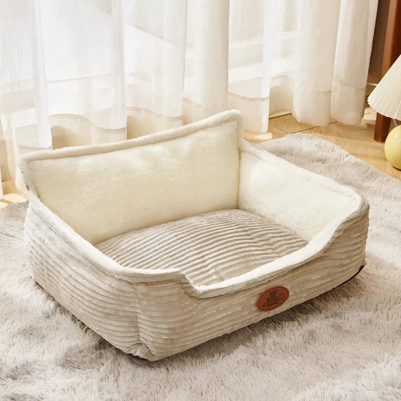 Removable cover pet bed for small medium dogs in coffee or white colour with multiple size options