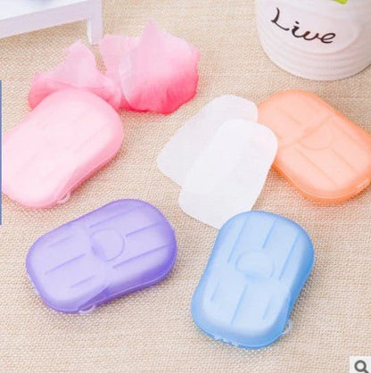 Compact disposable travel soap sheets in a durable PP5 container, perfect for on-the-go hygiene