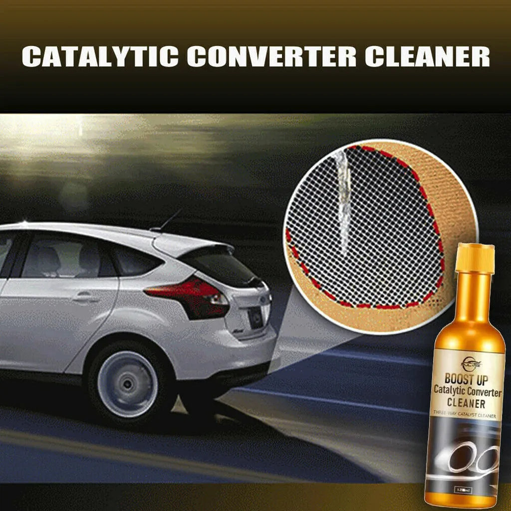 120ml catalytic converter cleaning agent in a bottle, 15cm height, 4cm diameter