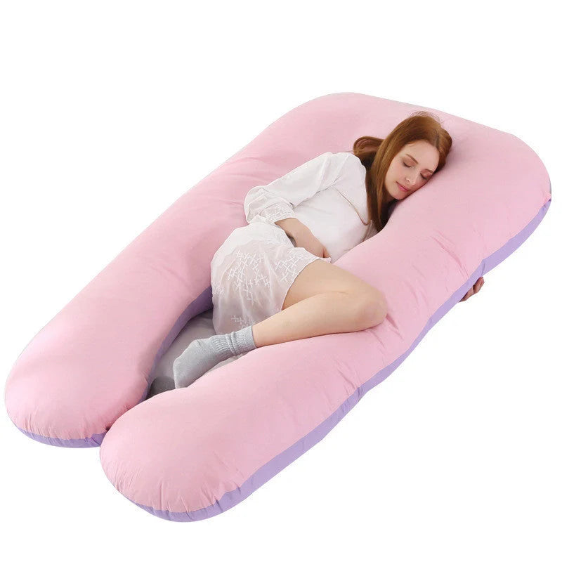 U-shape pregnancy pillow with removable pure cotton cover for support and comfort