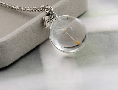 Geometric dandelion pendant necklace with 60cm chain, lightweight and stylish