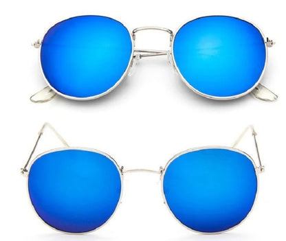 Women's retro sunglasses with metal frame and round design in various colours