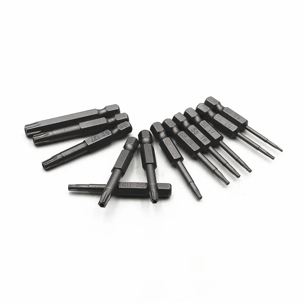 Hexagon handle screwdriver bit set showing 50mm, 75mm, and 100mm length options with alloy construction