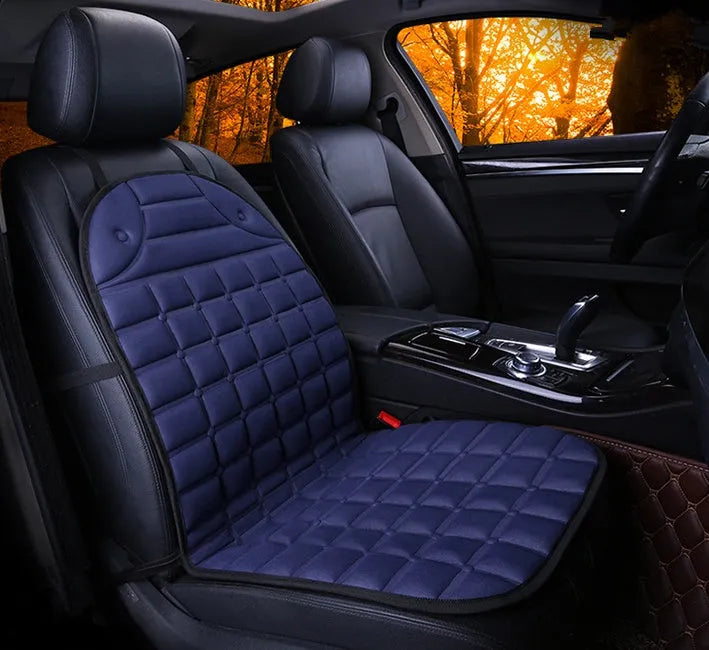 12V car heated seat cushion in black, size 55x46x48cm, with power line and fuse
