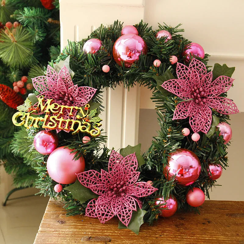 30cm multicolour plastic Christmas wreath decoration for doors