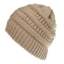 Mixed colour knitted wool hat for ladies with ponytail opening, available in various colours