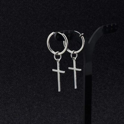 Stainless steel cross stud earrings with precise sizing for sensitive ears