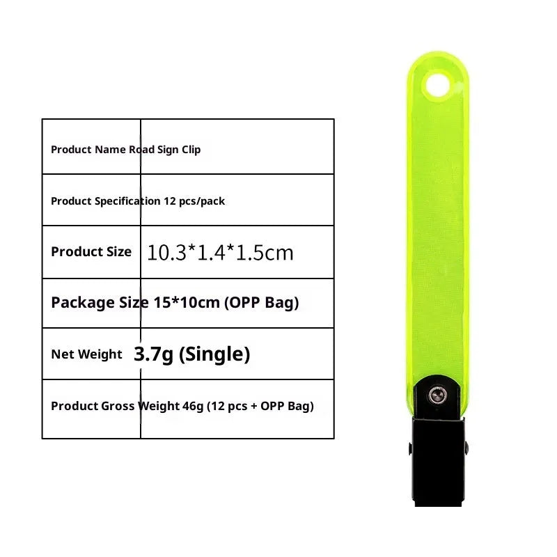 Yellow PVC road sign clip for archery target ribbon marking, size 10.3 cm, on a range background