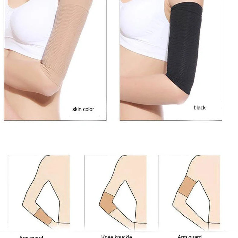 Compression sleeves with wave pattern design for arm slimming and muscle stimulation