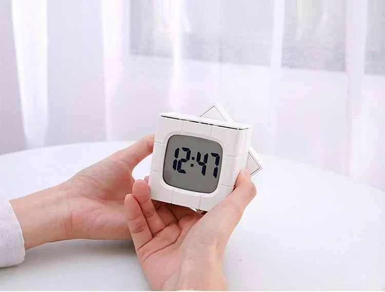 Creative Rubik's Cube Alarm Clock with USB Charging, Voice Control, and LED Night Light