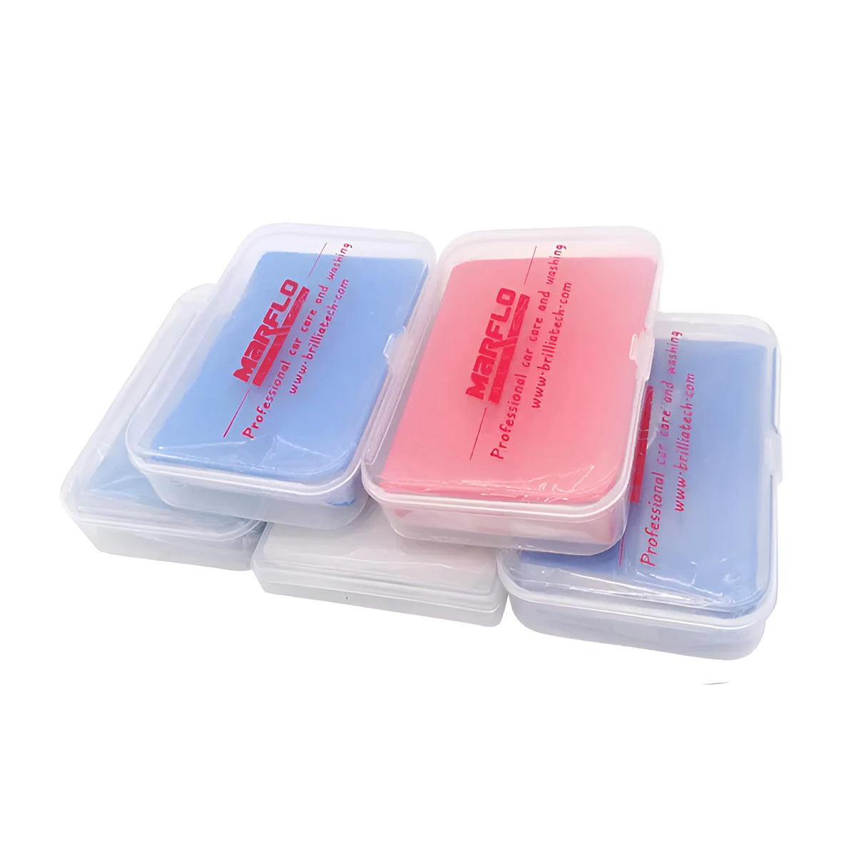Marflo car cleaning clay bar in Heavy and King2 models, available in 80g, 100g, or 150g, for removing paint contaminants