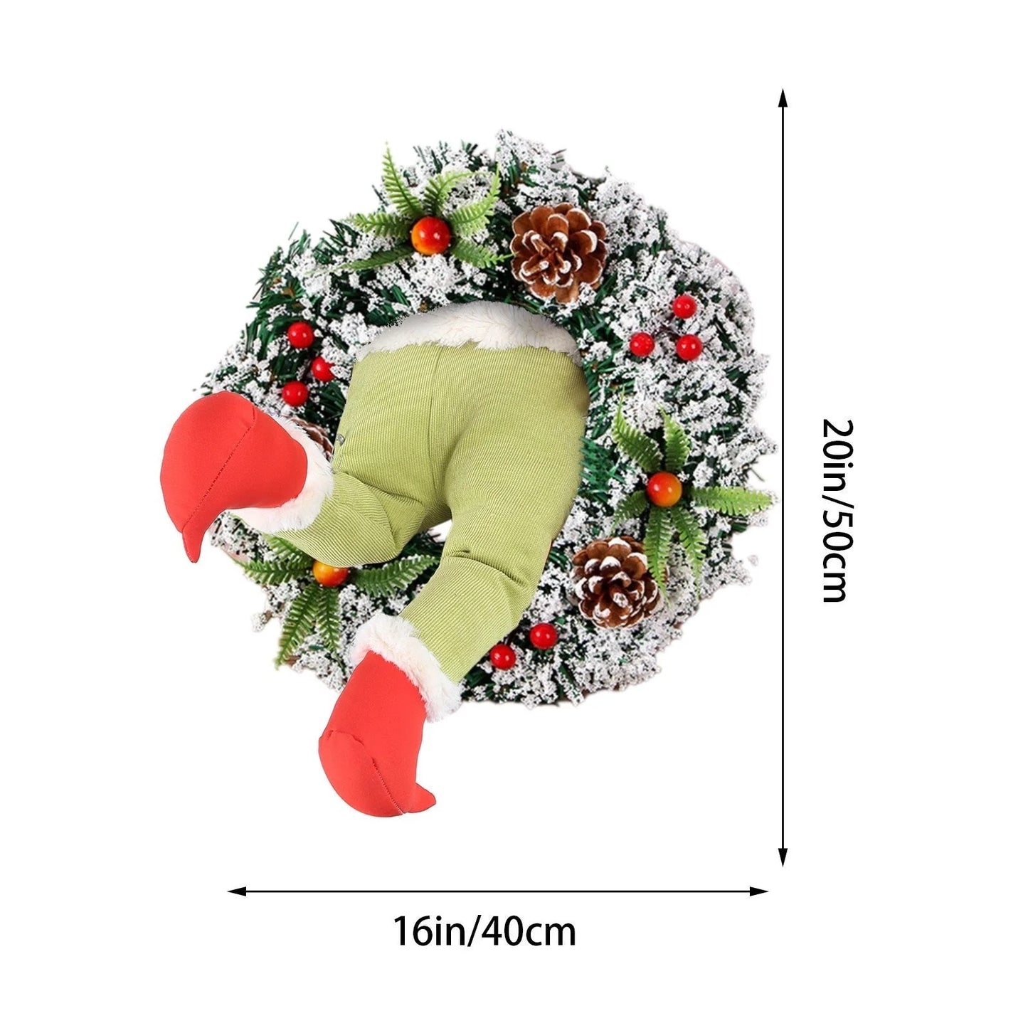 Christmas Thief Stole Burlap Wreath with Santa Legs Design in red