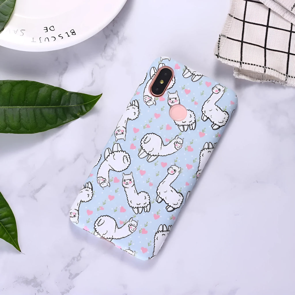 Cute alpaca water sticker frosted phone case for Xiaomi models with PC material shell in photo colour