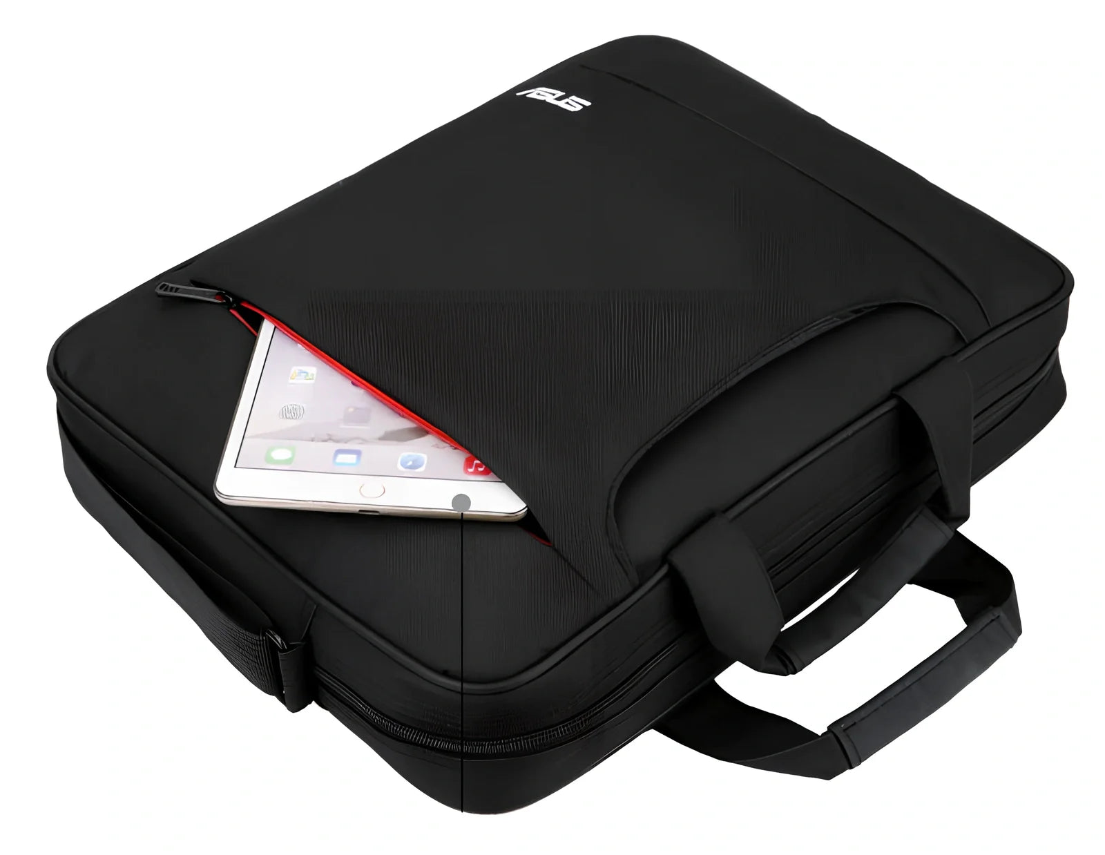 Black diagonal shoulder laptop bag with multiple compartments for 15.6-inch ASUS devices