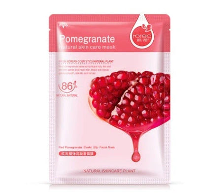 Aloe vera sheet mask on face showing 30g serum content and pre-cut eye and mouth openings