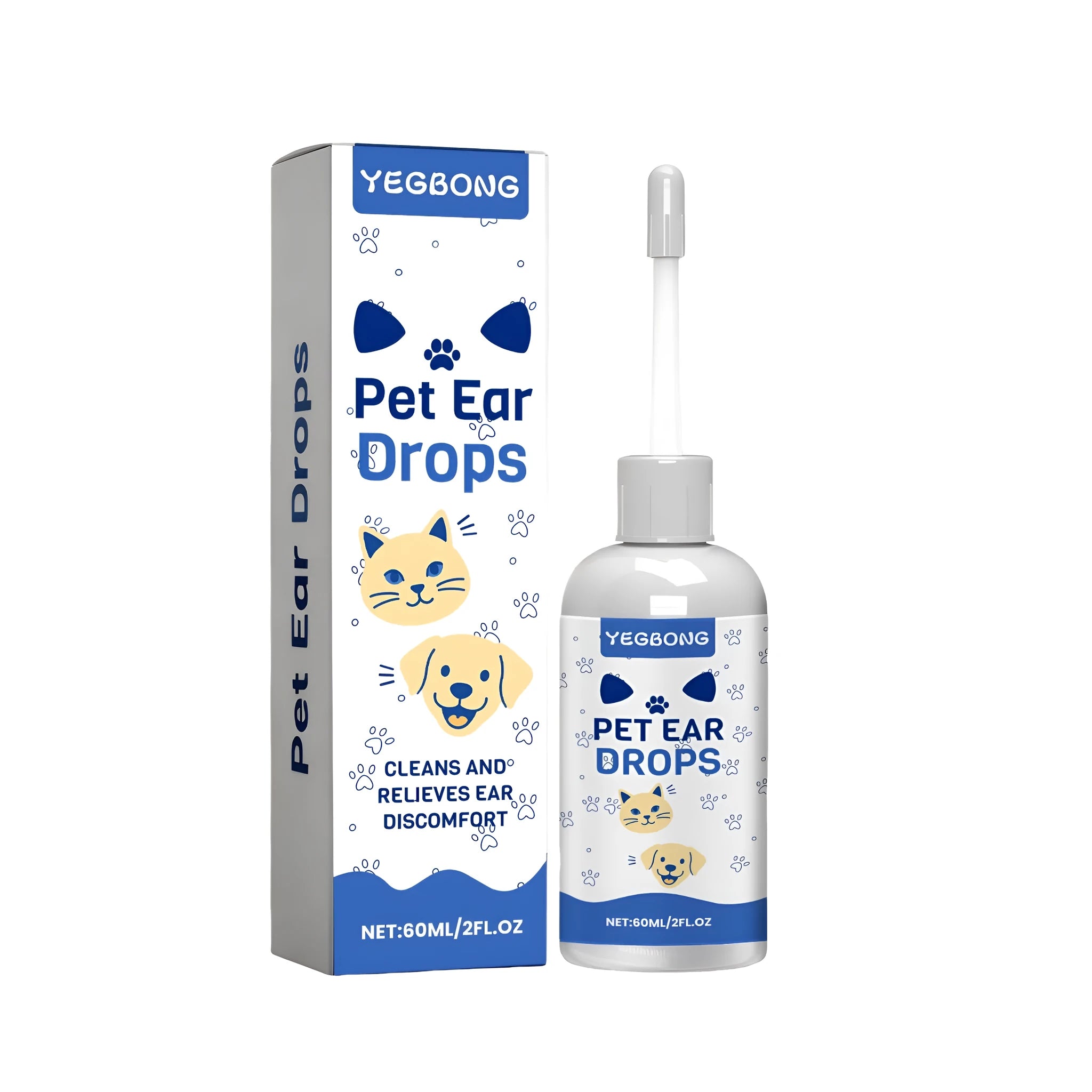 Pet ear drops 60ml bottle with gentle formula for dogs and cats