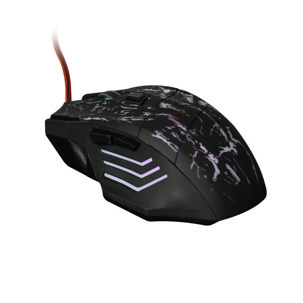 Black wired optical gaming mouse with ultra-thin transparent shell and luminous LED, 7 buttons, 1.5m USB cable