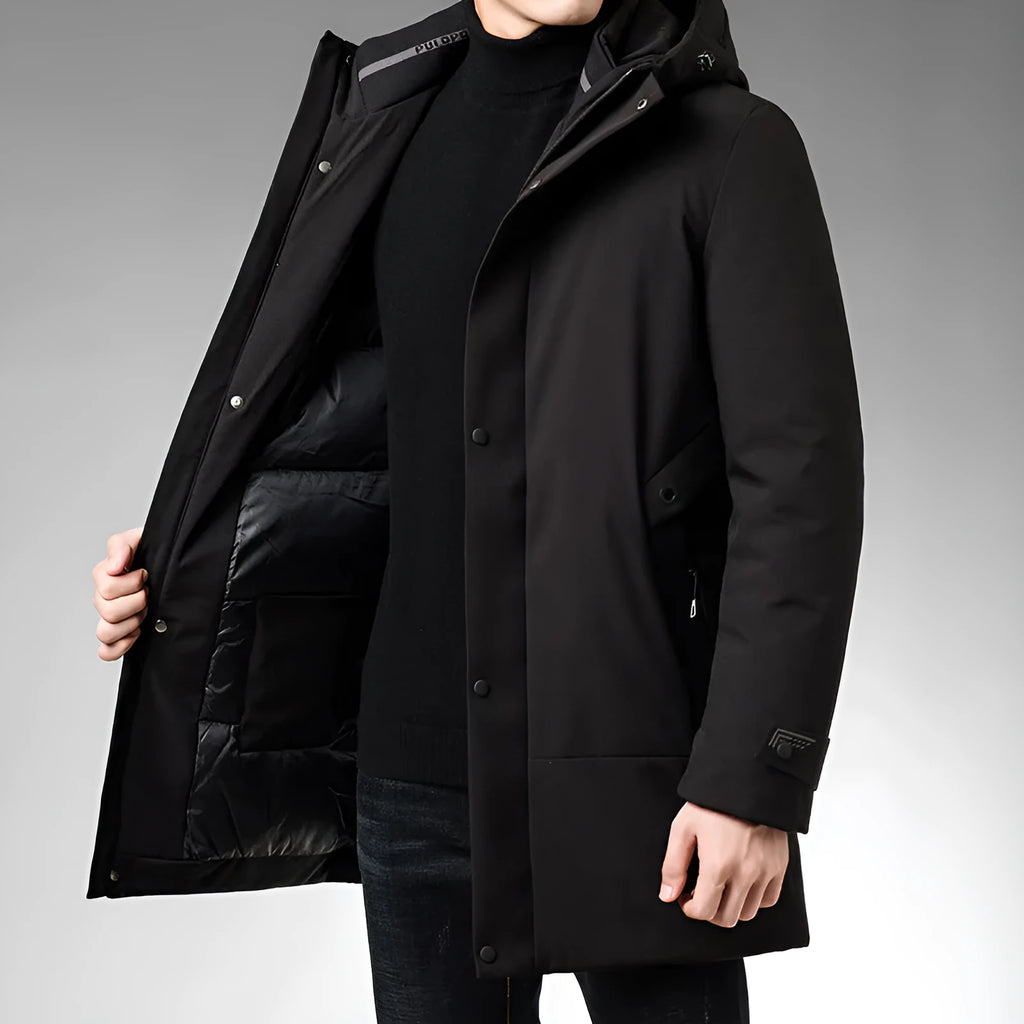 Men's polyester fibre top in Black and Green, with size options from 175 to 195, for warm everyday wear