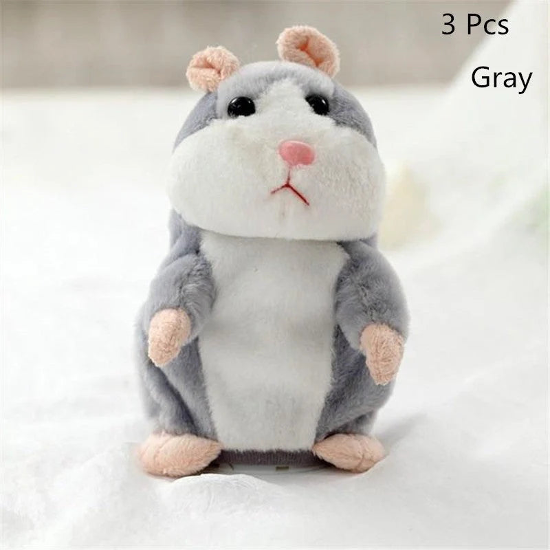15CM Little Talking Hamster Toy in light brown, dark brown, or grey with voice mimic function