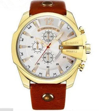 Fashionable large-dial men's watch with three subdials, showcasing a sophisticated and functional design